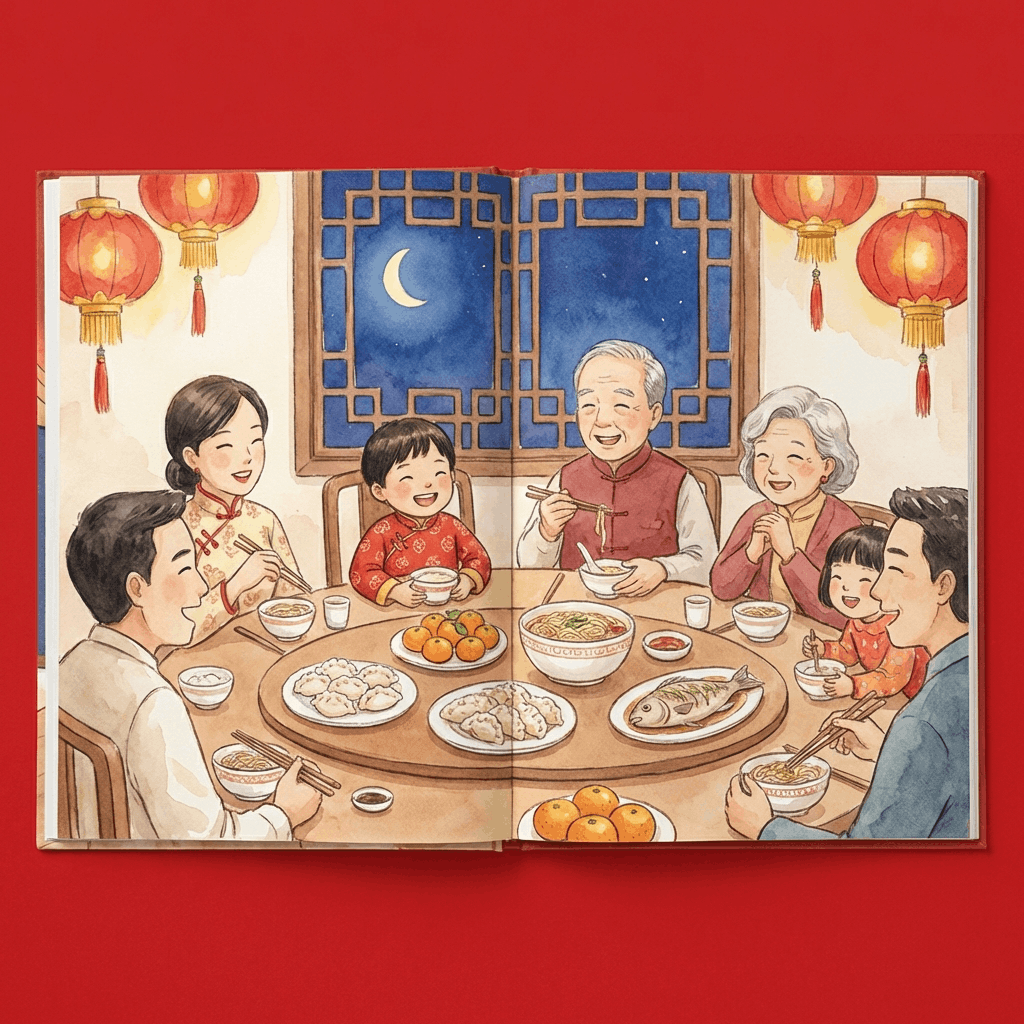 Family dinner scene